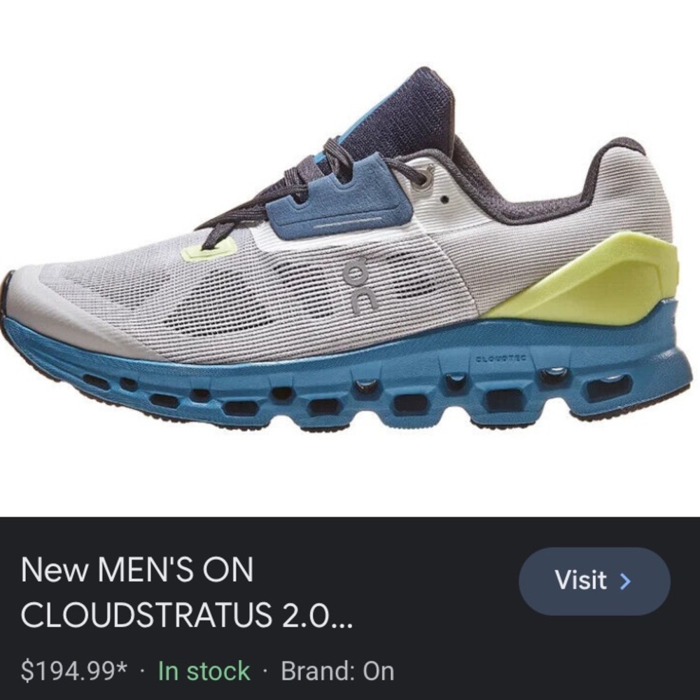 MEN'S ON CLOUDSTRATUS 2.0 RUNNING Shoes Frost / Niagara Blue Gray size 13